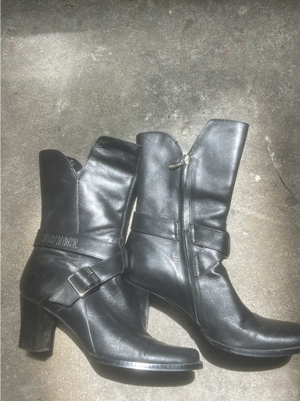 Harley Davidson 

Black Mid-Calf Heeled Boots - Classic Women's Leather Style
